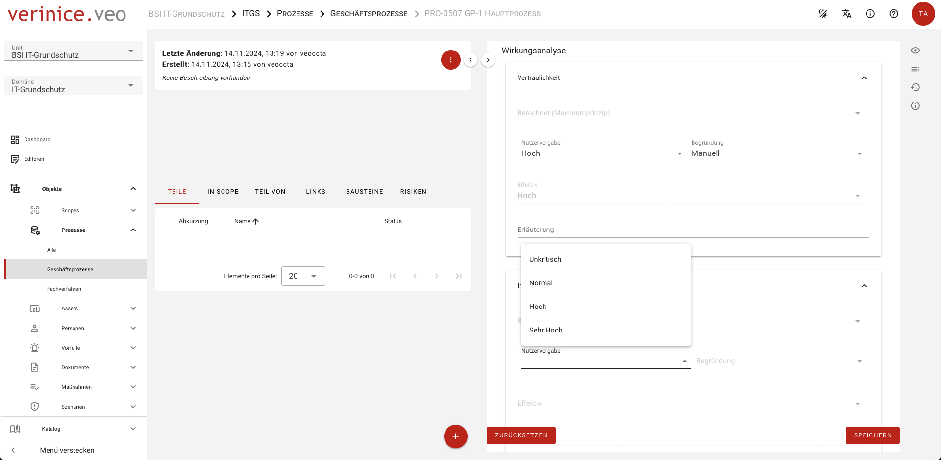 Schutzbedarfsfeststellung