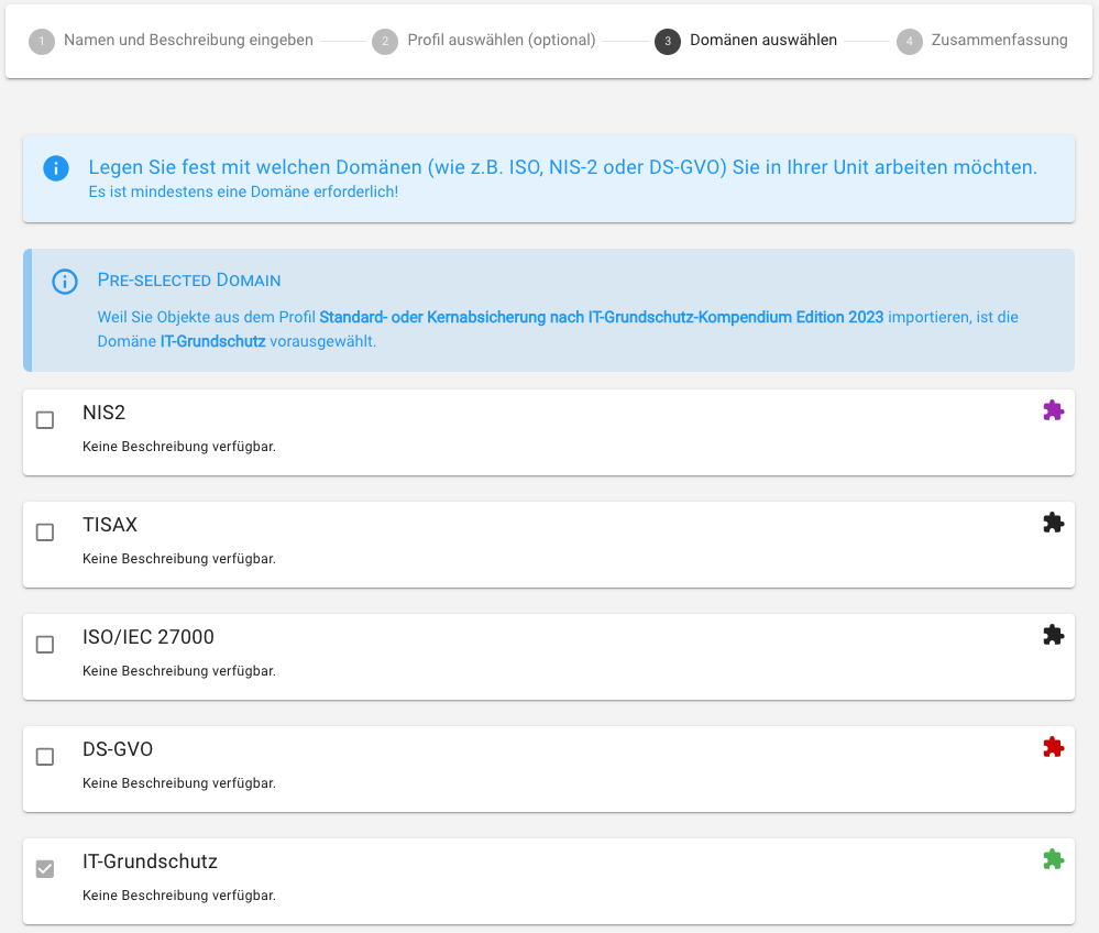 Domäne(n) auswählen