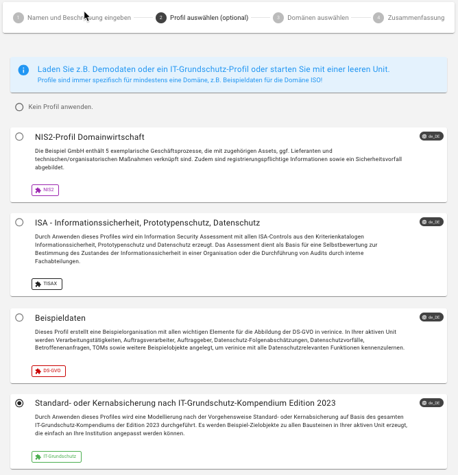 Profil(e) auswählen