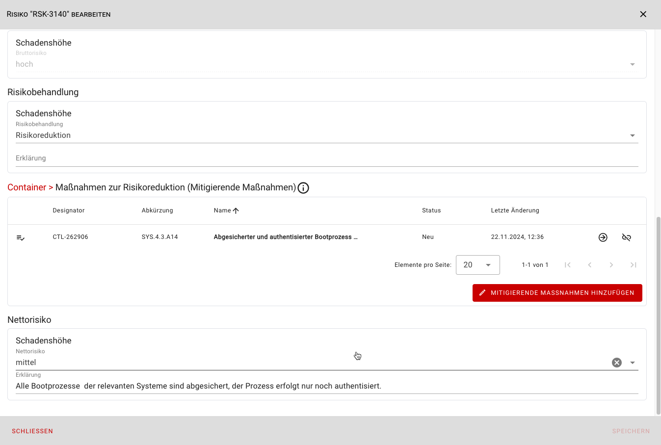 Risikomitigierende Maßnahmen