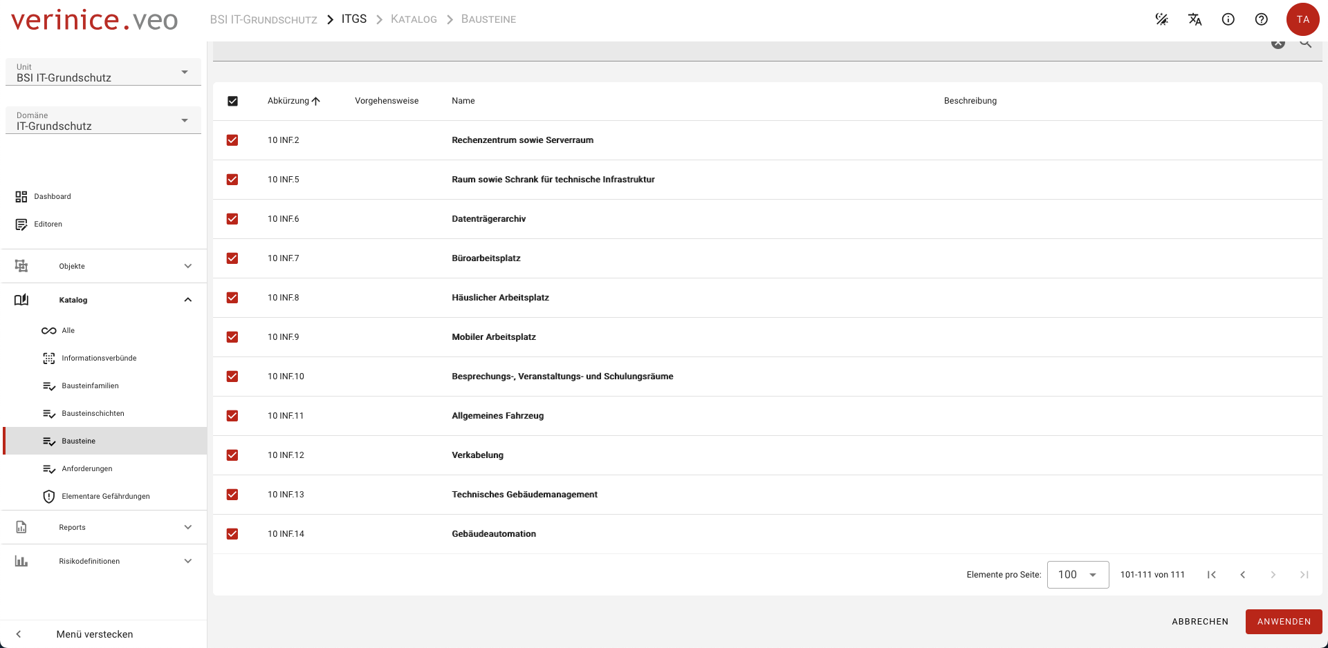 Bausteine aus Katalog anwenden