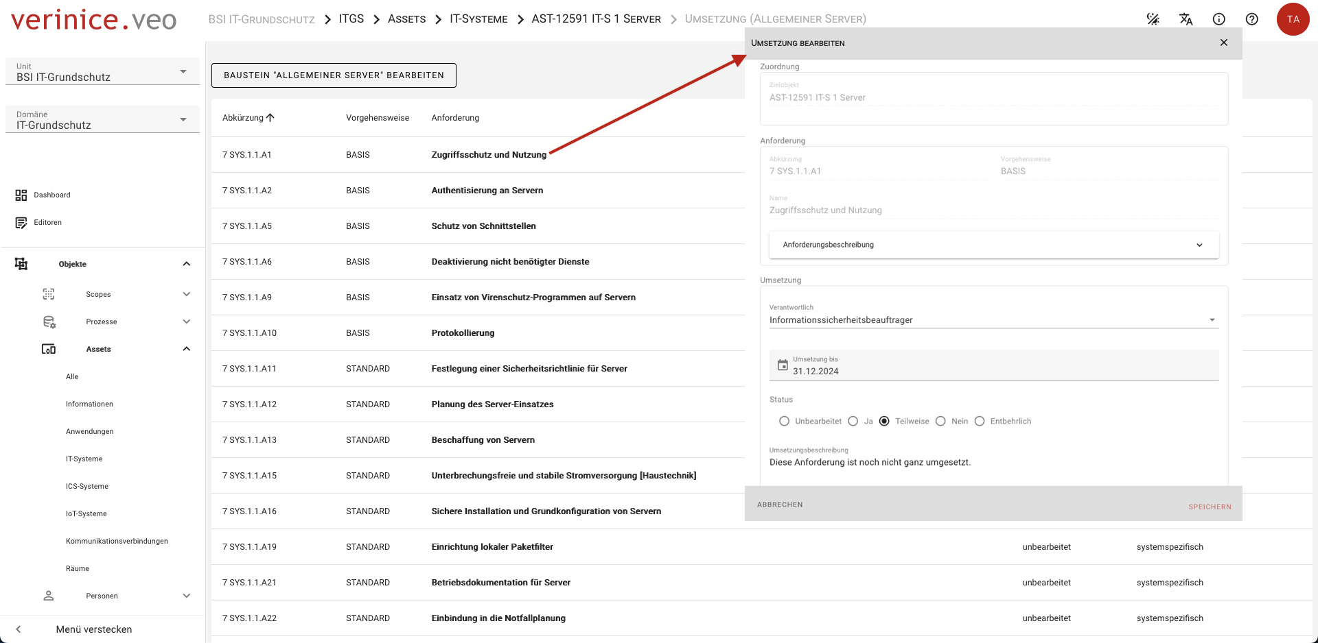 Umsetzung bearbeiten