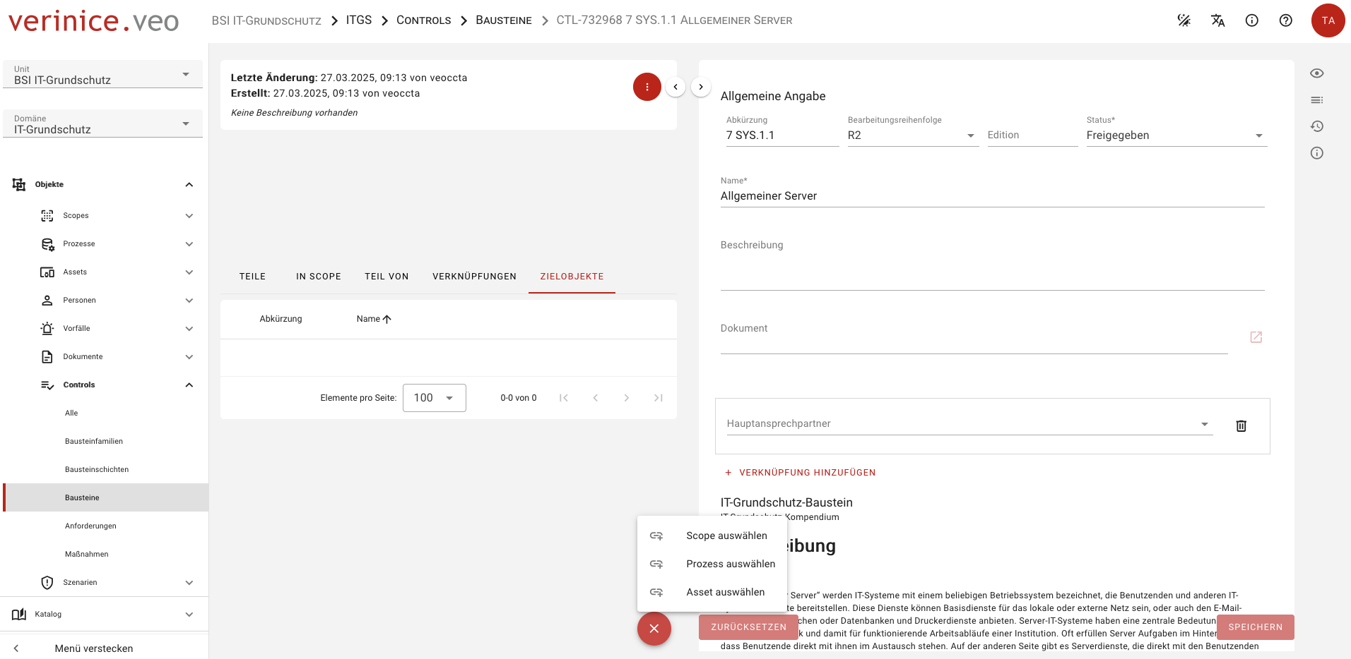 Zielobjekte zuordnen