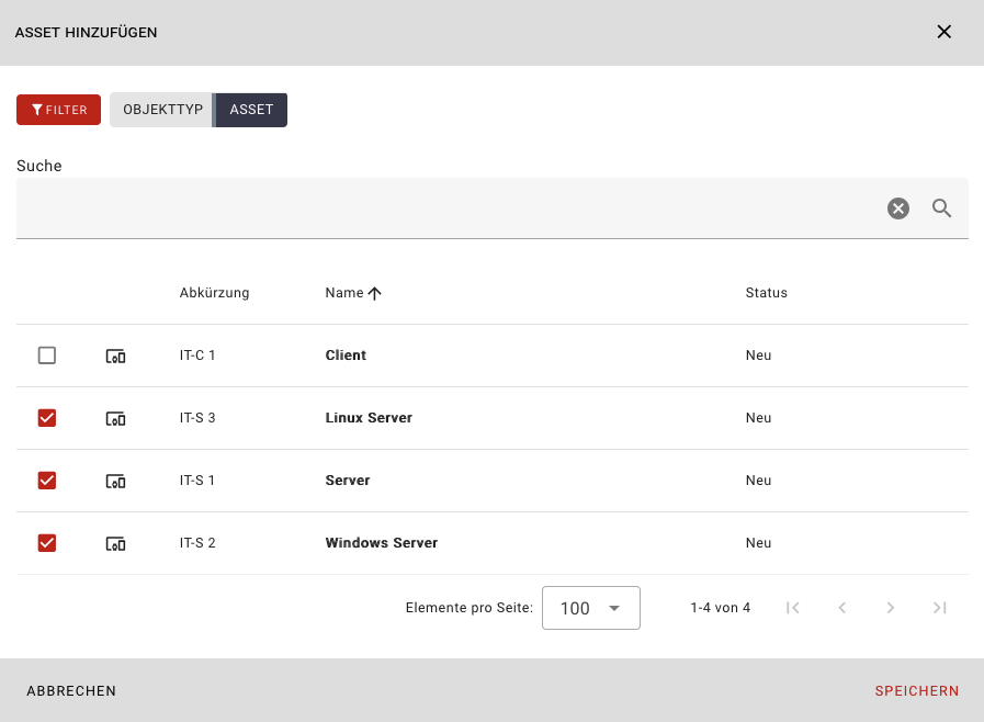 Auswahl der Zielobjekte