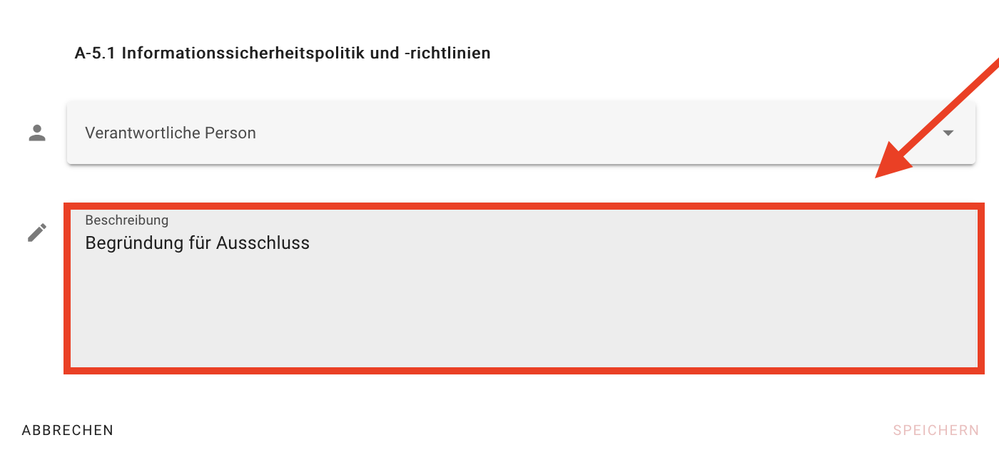 Begründung für den Ausschluss