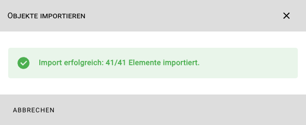 Import erfolgreich